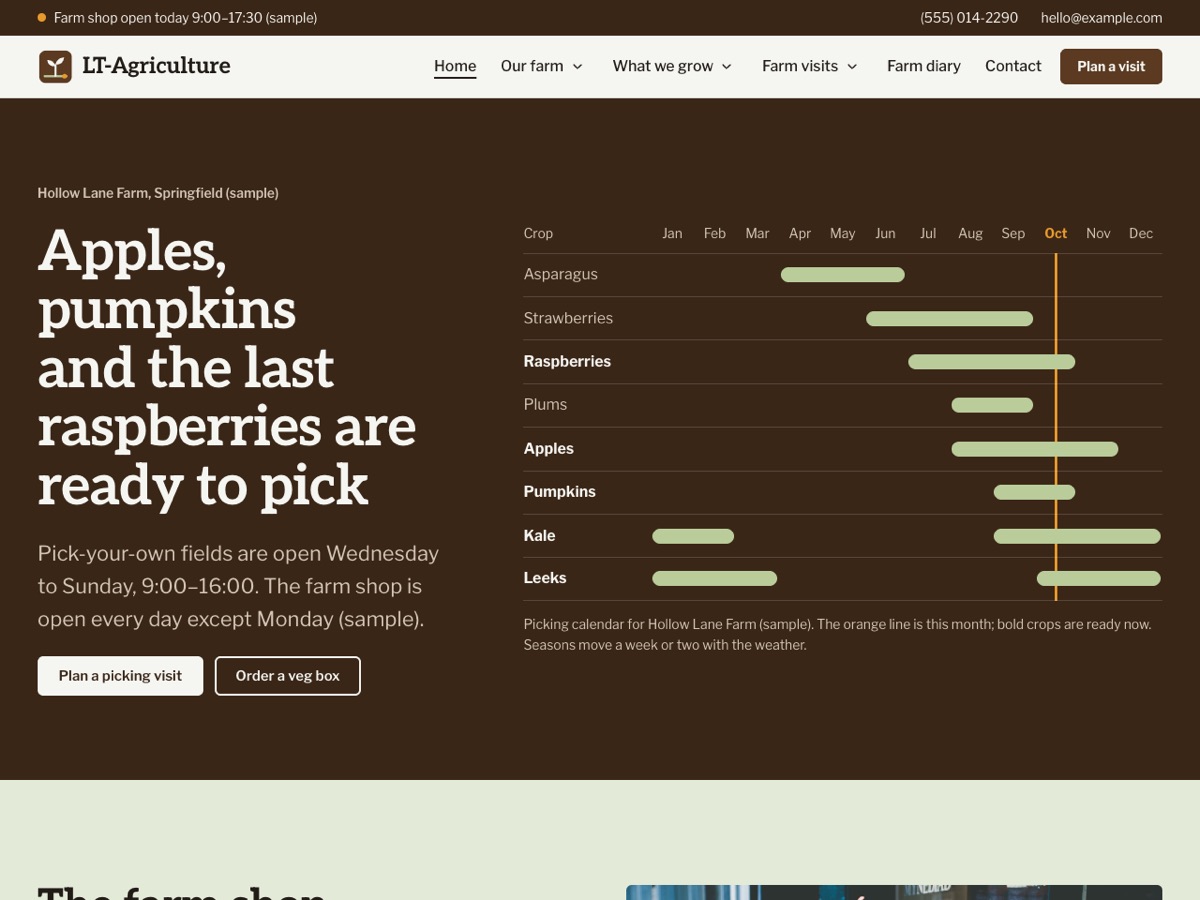 Home page of the LT Agriculture demo