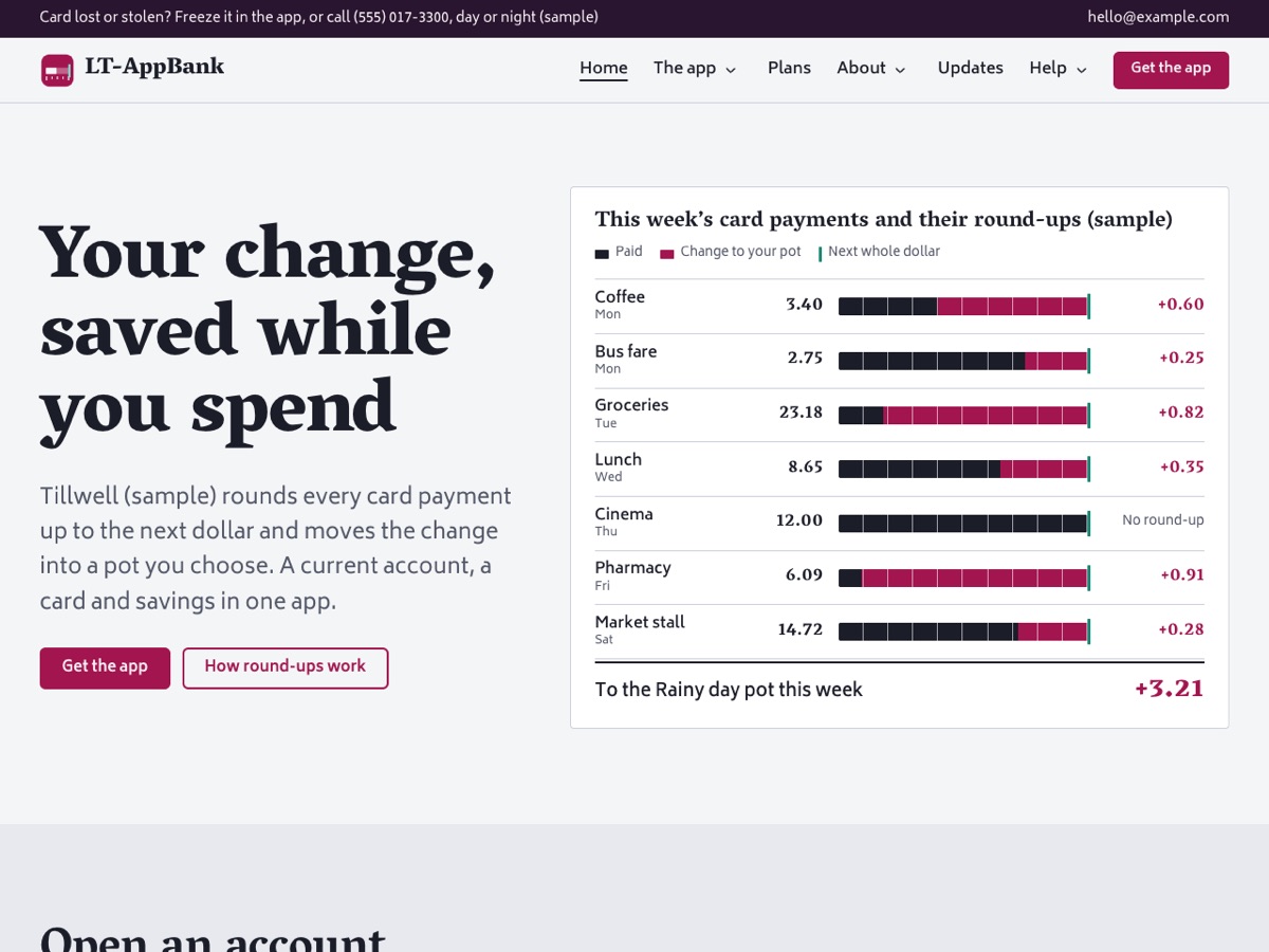 Home page of the LT AppBank demo