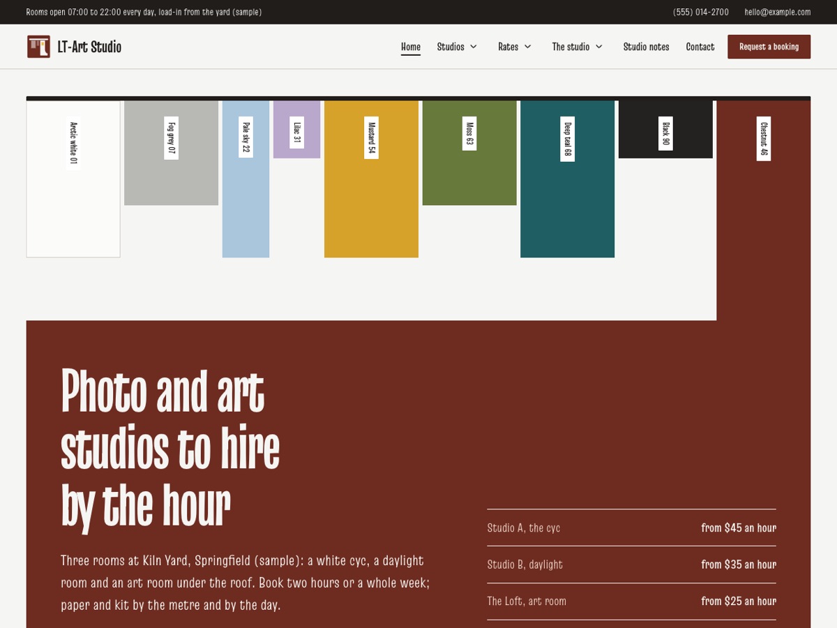 Home page of the LT Art Studio demo
