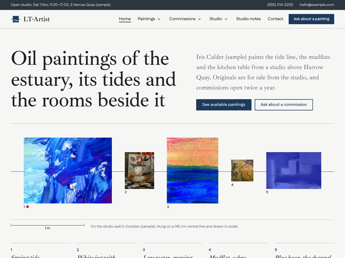 Home page of the LT Artist demo