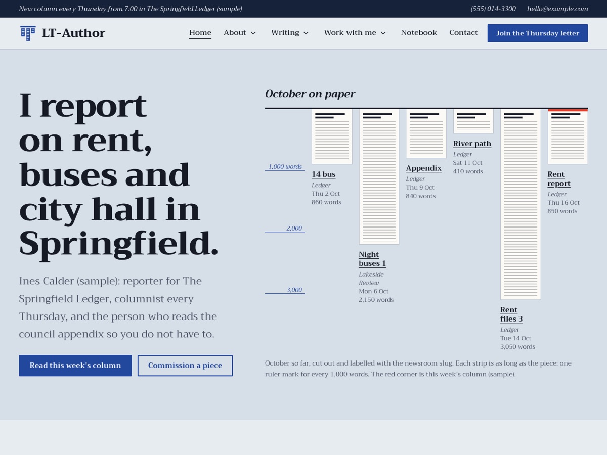 Home page of the LT Author demo