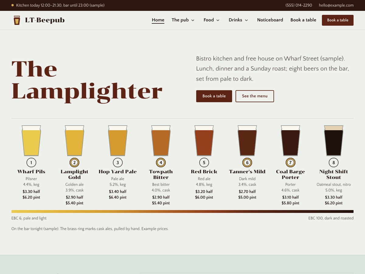 Home page of the LT Beepub demo