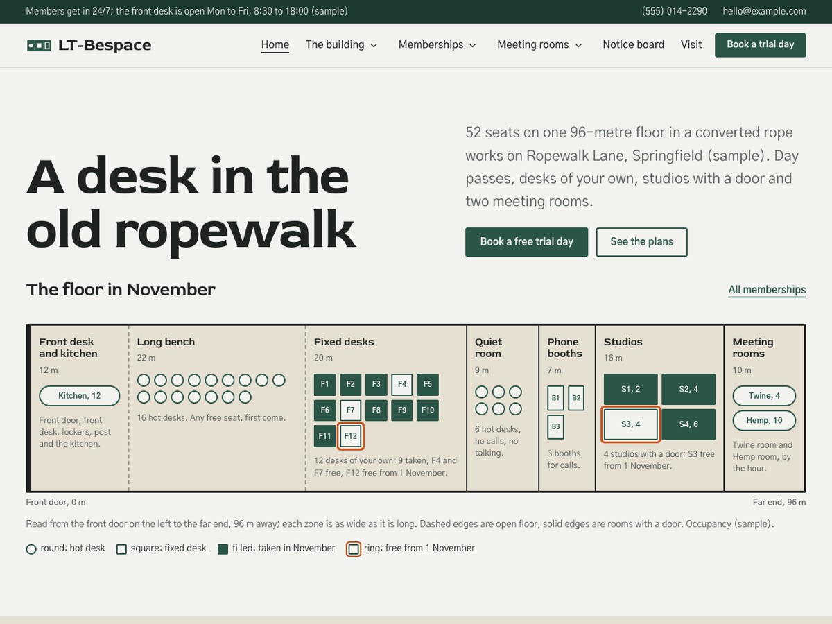 Home page of the LT Bespace demo