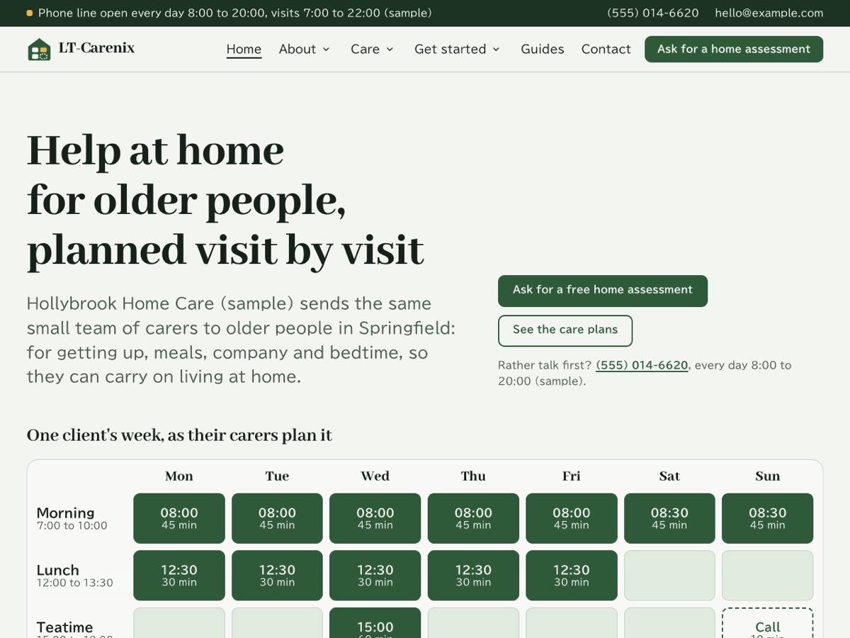 Home page of the LT Carenix demo