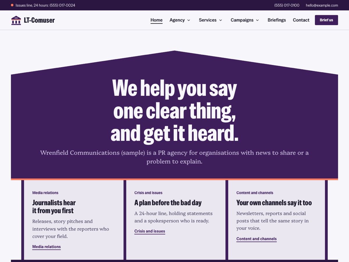 Home page of the LT Comuser demo