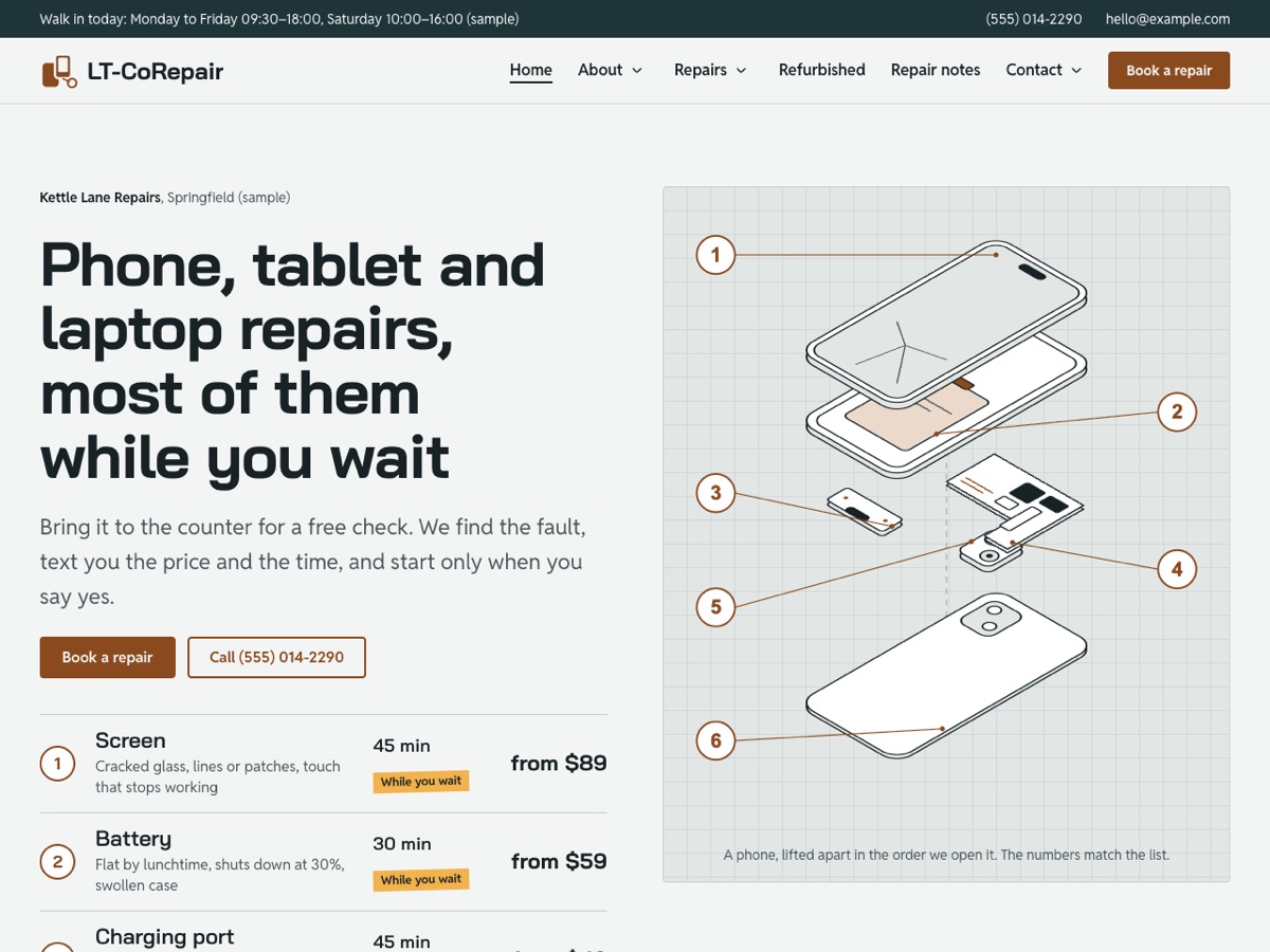 Home page of the LT CoRepair demo