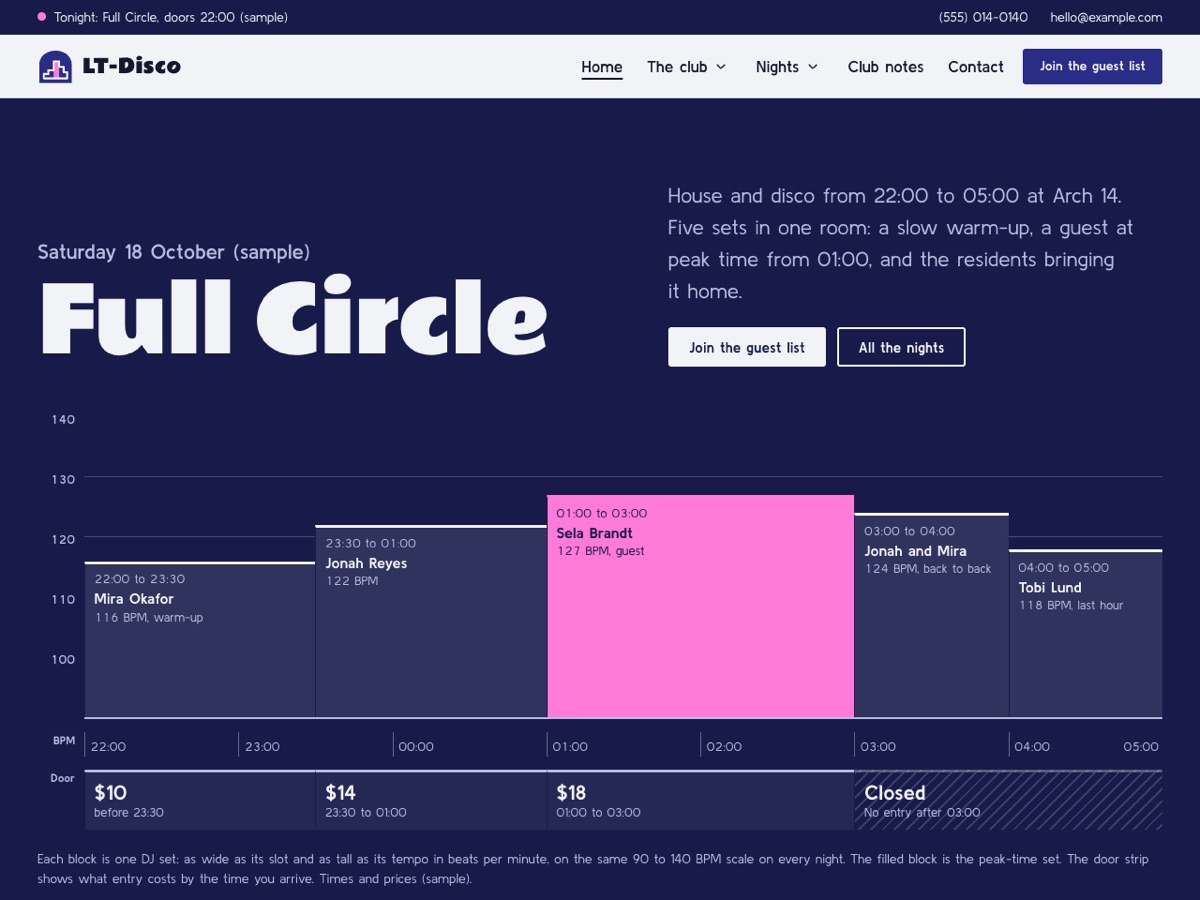 Home page of the LT Disco demo