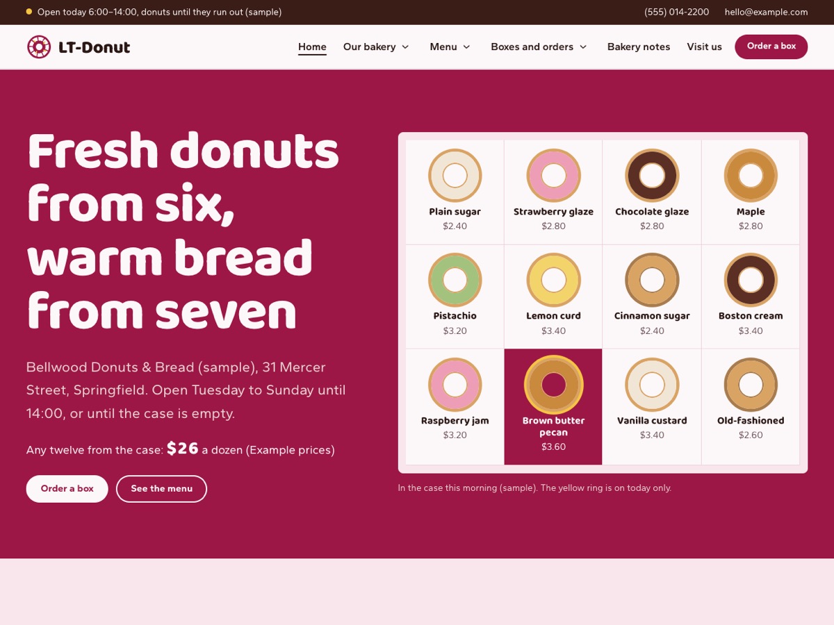 Home page of the LT Donut demo