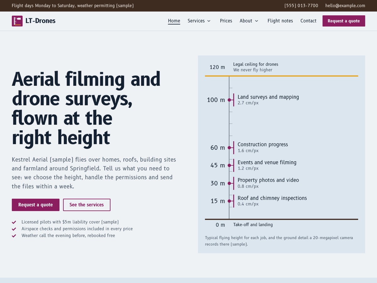 Home page of the LT Drones demo