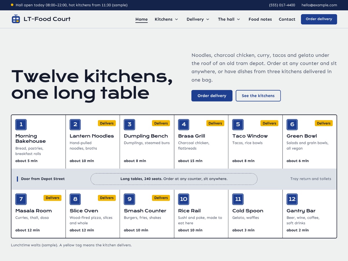 Home page of the LT Food Court demo