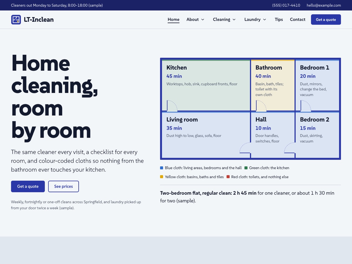 Home page of the LT Inclean demo