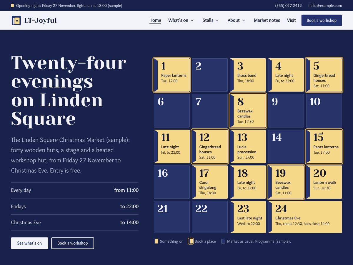 Home page of the LT Joyful demo