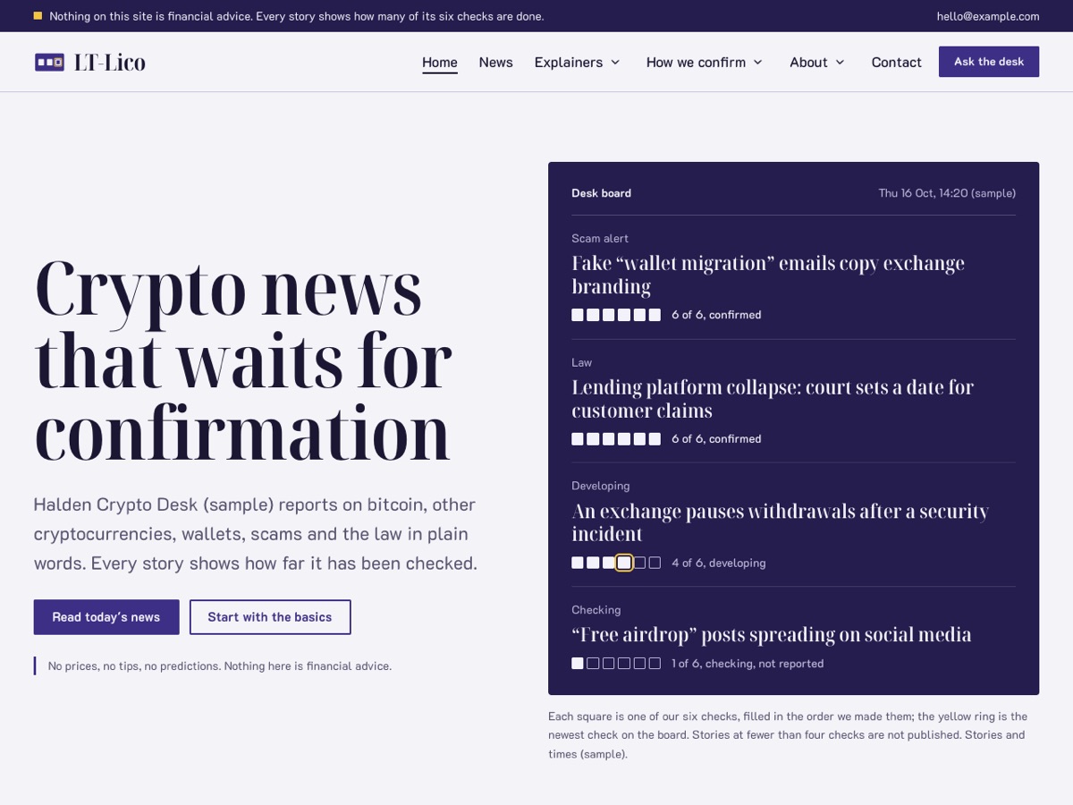 Home page of the LT Lico demo