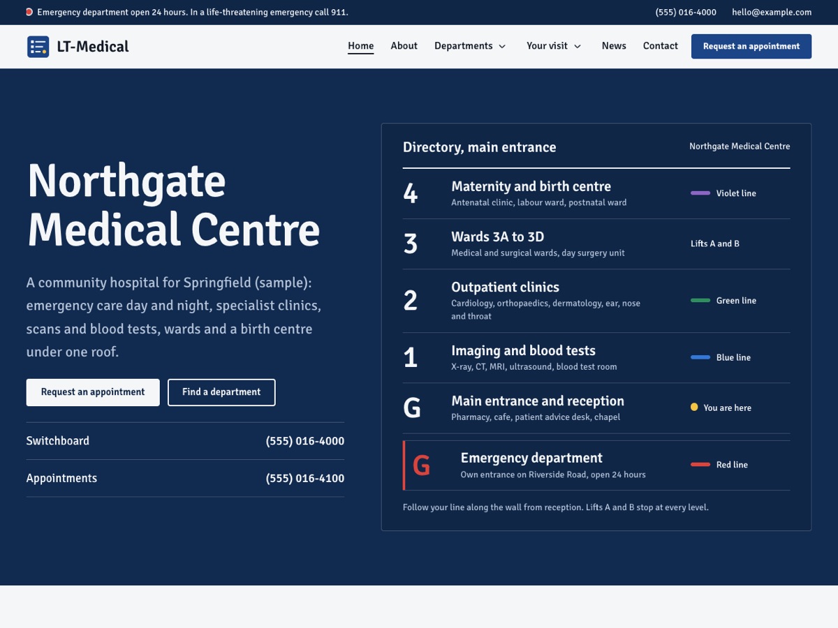 Home page of the LT Medical demo