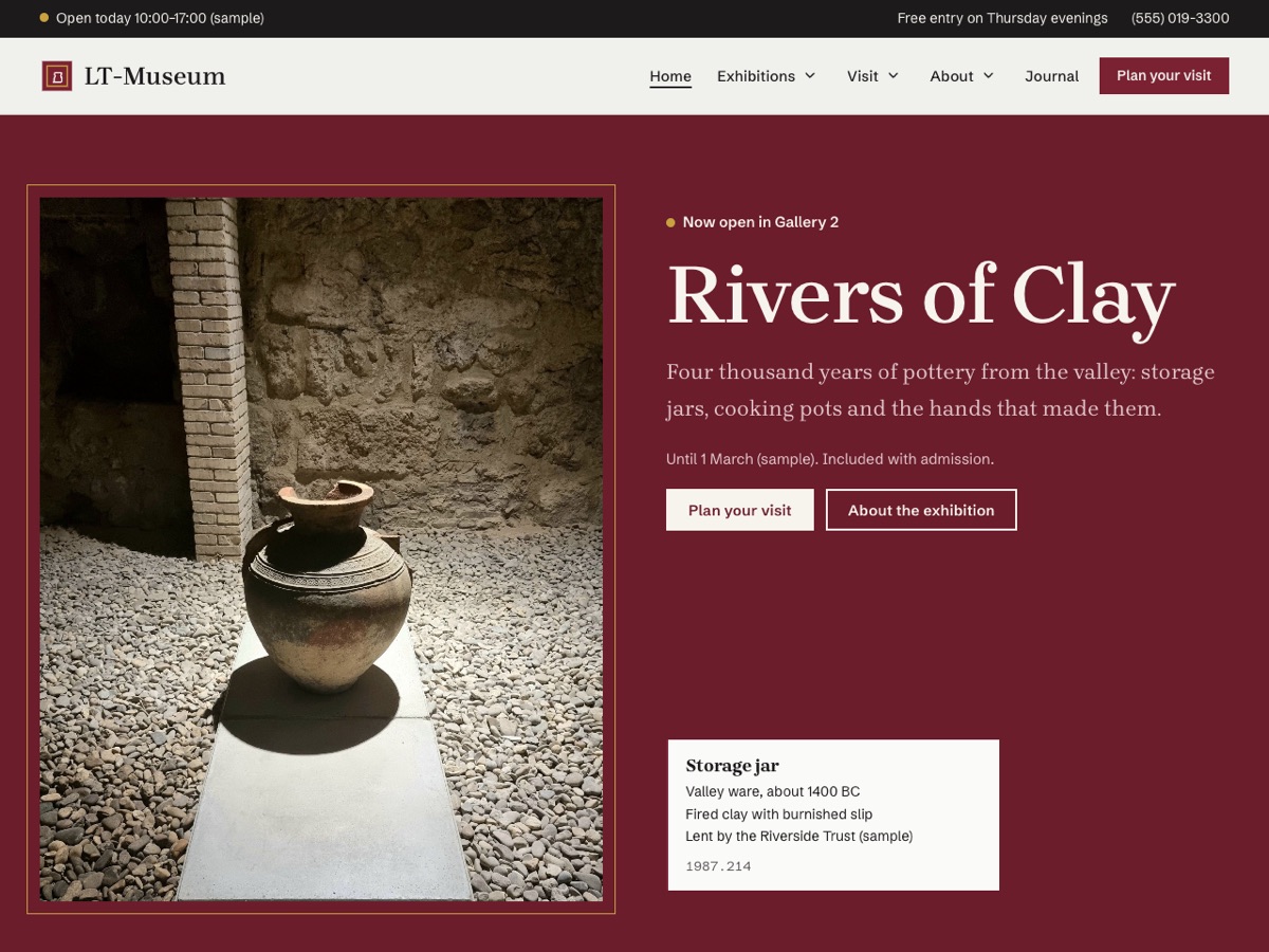 Home page of the LT Museum demo