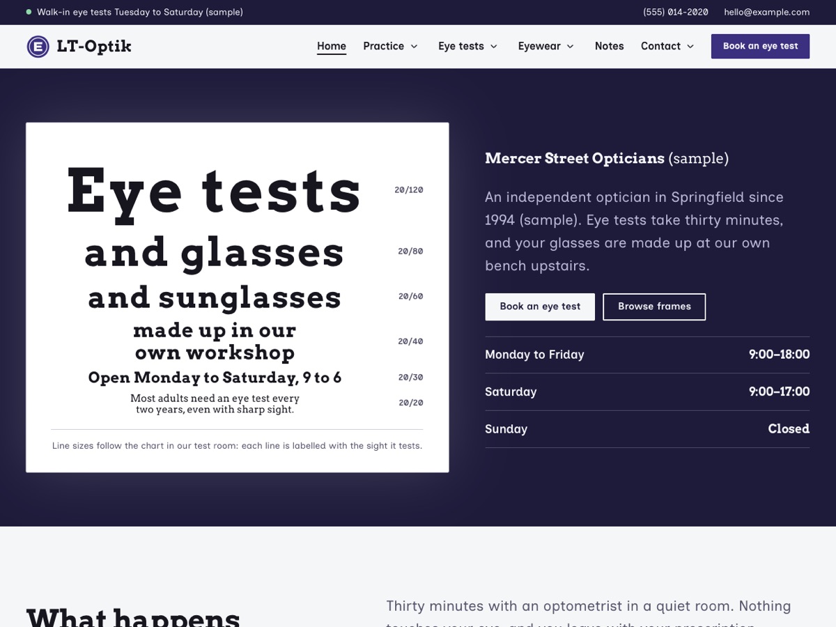 Home page of the LT Optik demo