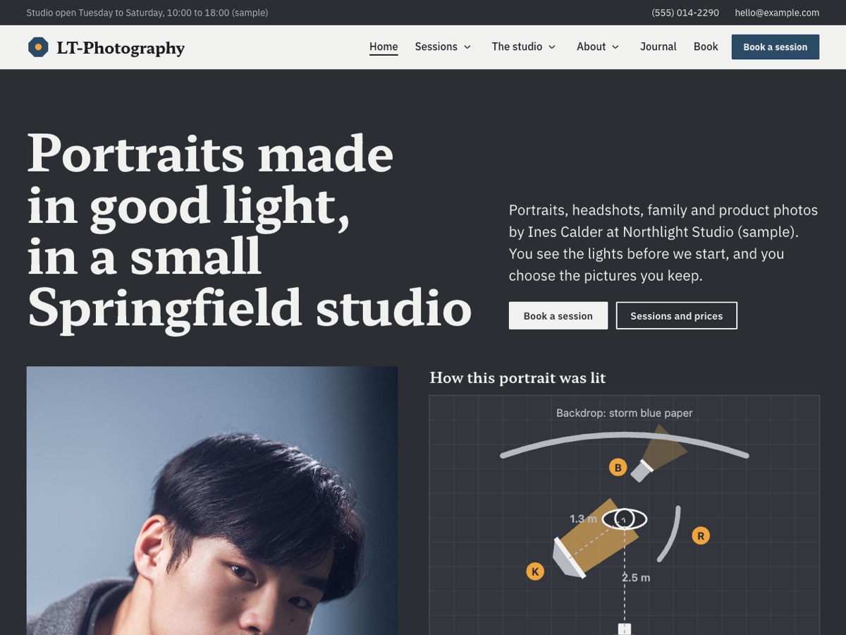 Home page of the LT Photography demo