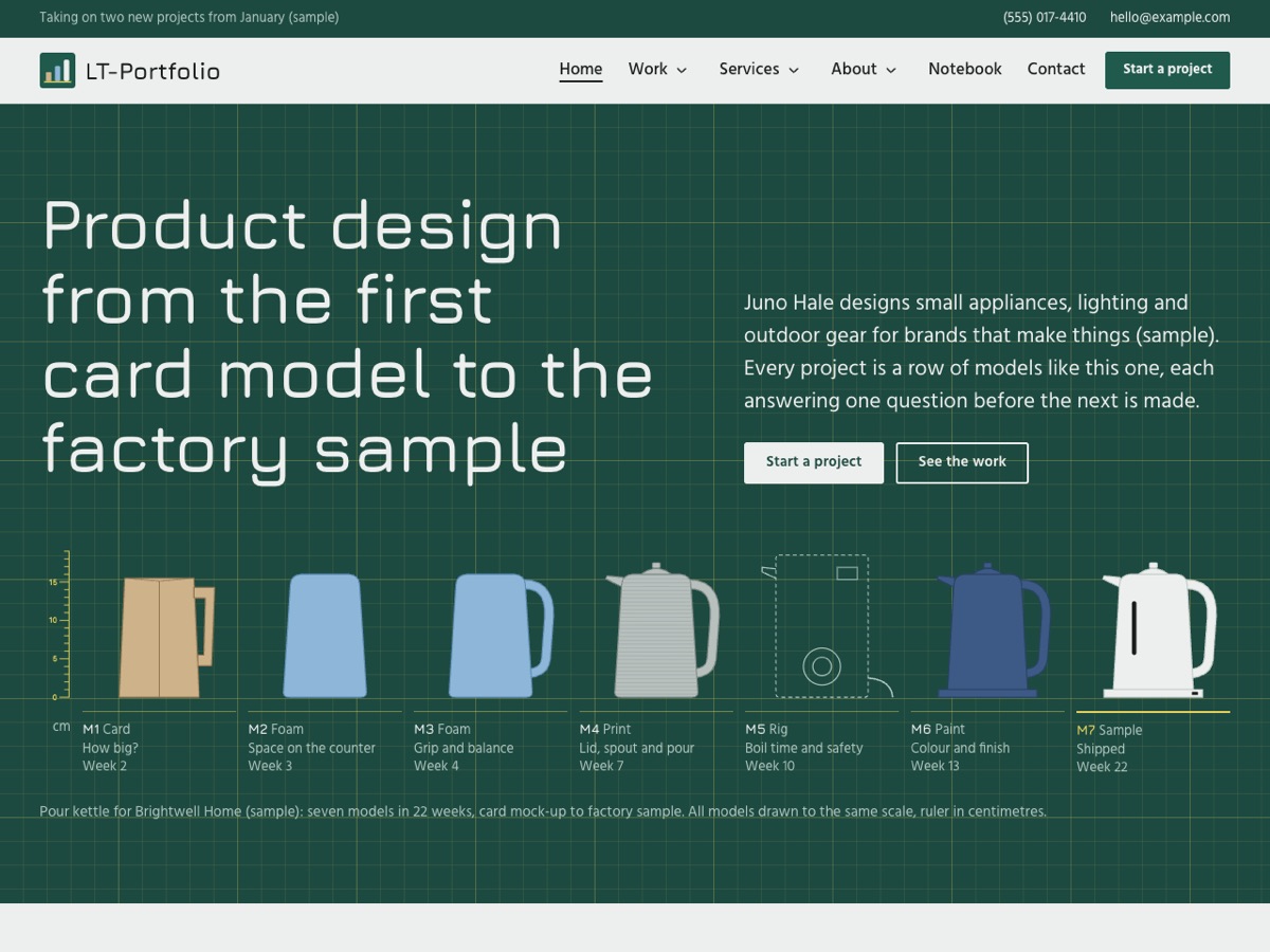 Home page of the LT Portfolio demo