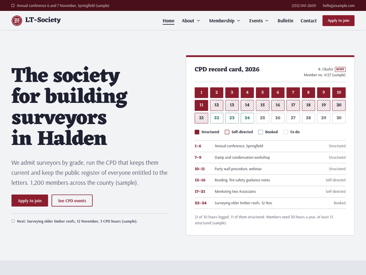 Home page of the LT Society demo
