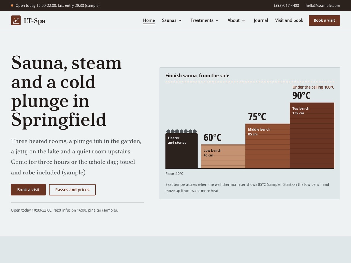 Home page of the LT Spa demo