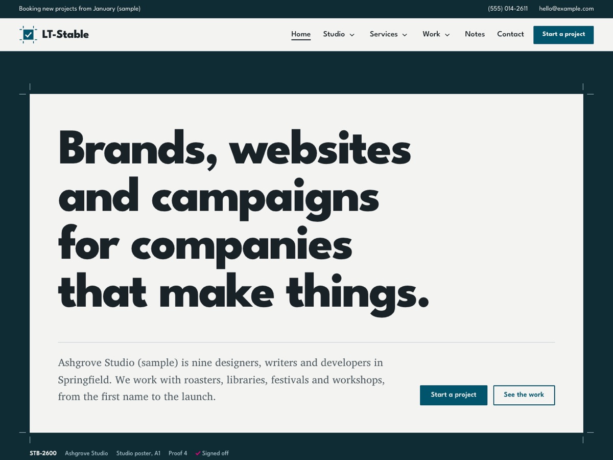 Home page of the LT Stable demo