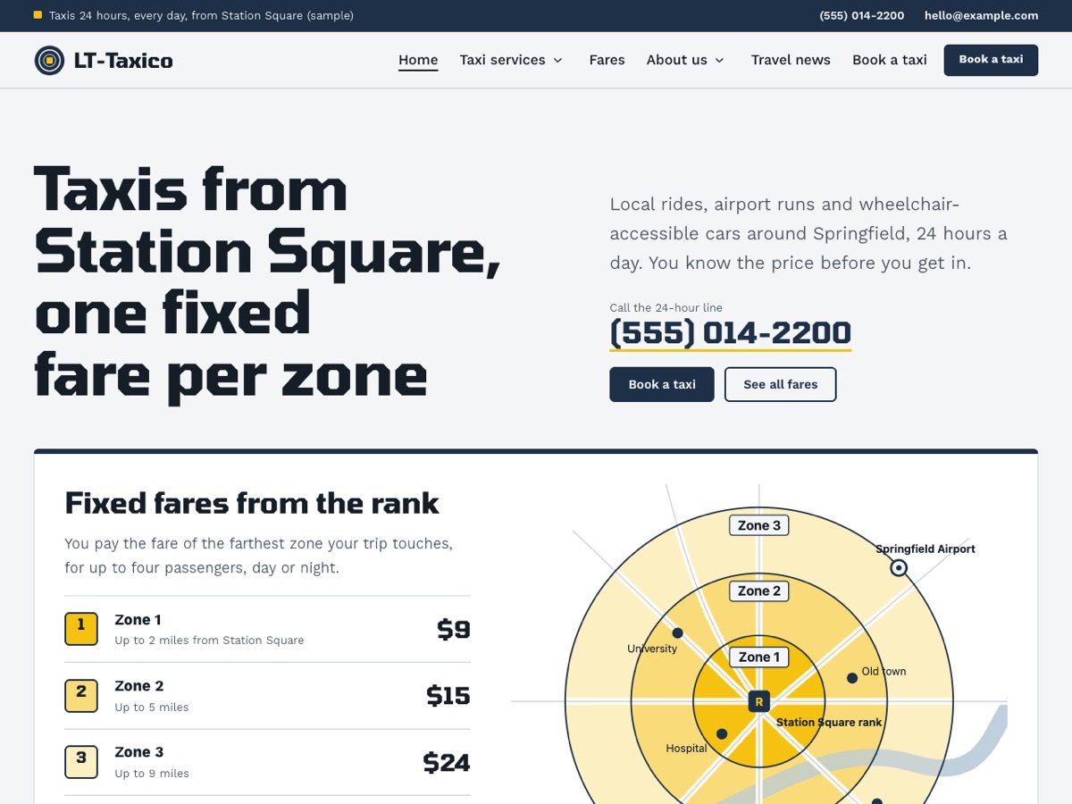 Home page of the LT Taxico demo