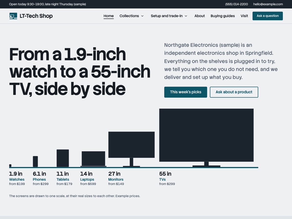Home page of the LT Techshop demo