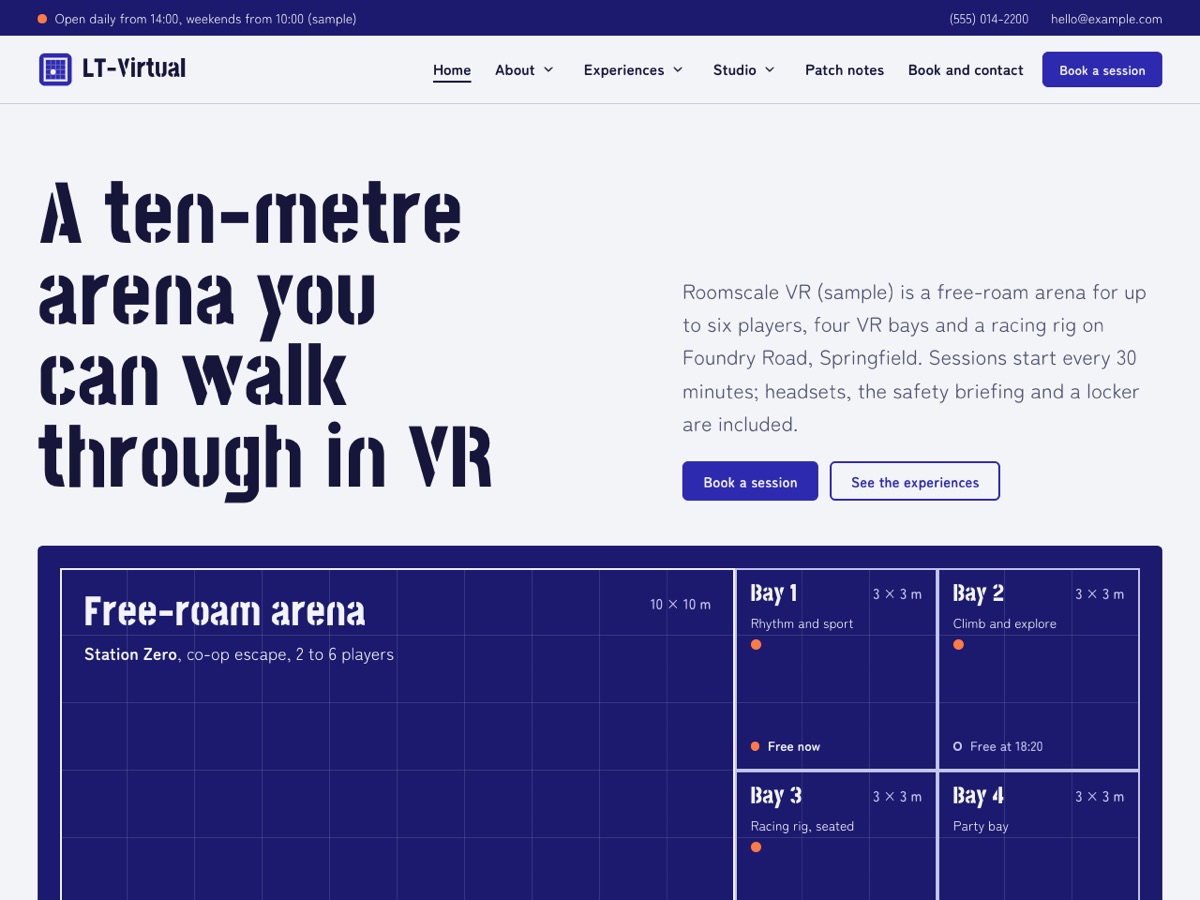 Home page of the LT Virtual demo