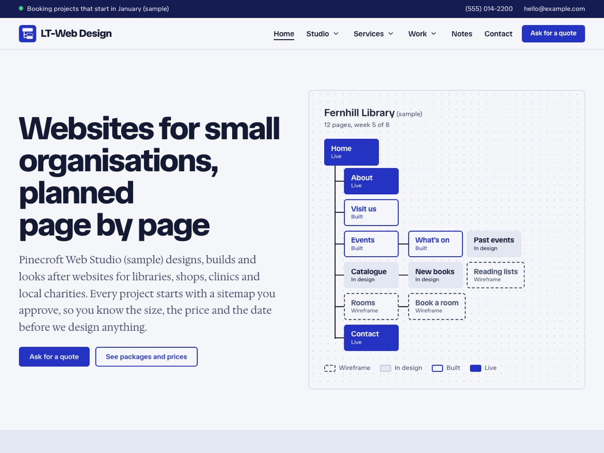 Home page of the LT Web Design demo