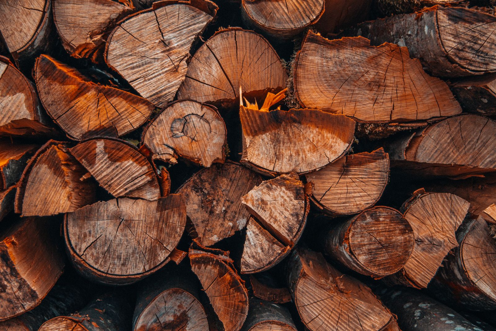 A stack of split oak logs for the firebox